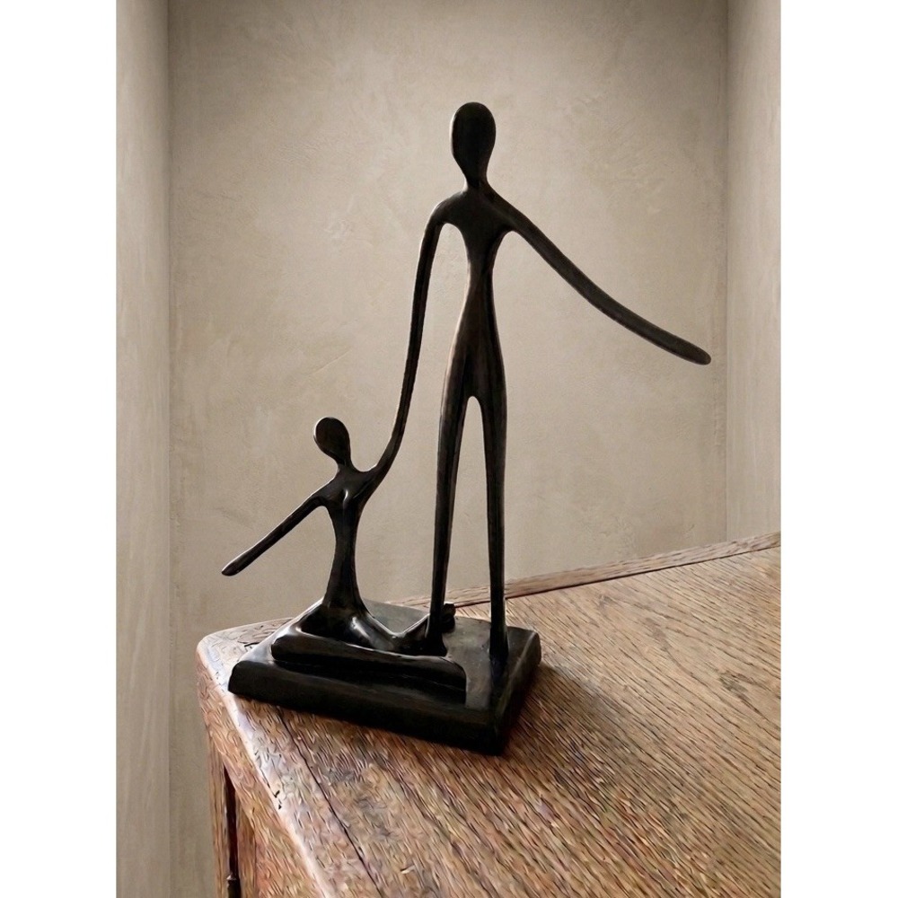 Modern "Ballet Dancers" Sculpture Black Metal Abstract Bodrul Khalique Style 10"